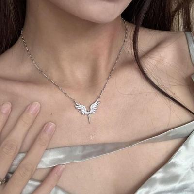 Крылья неба с бриллиантами, сверкающая цепочка на ключицу, маленькая, роскошная, чувственная, простая, женская, подходящая ко всему