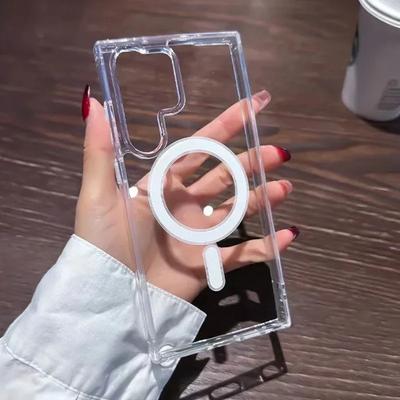 Оригинальный Магнитный чехол Magsafe для Samsung Galaxy S24 S22 Ultra S23 S21 FE Plus Беспроводная зарядка Ударопрозрачная крышка