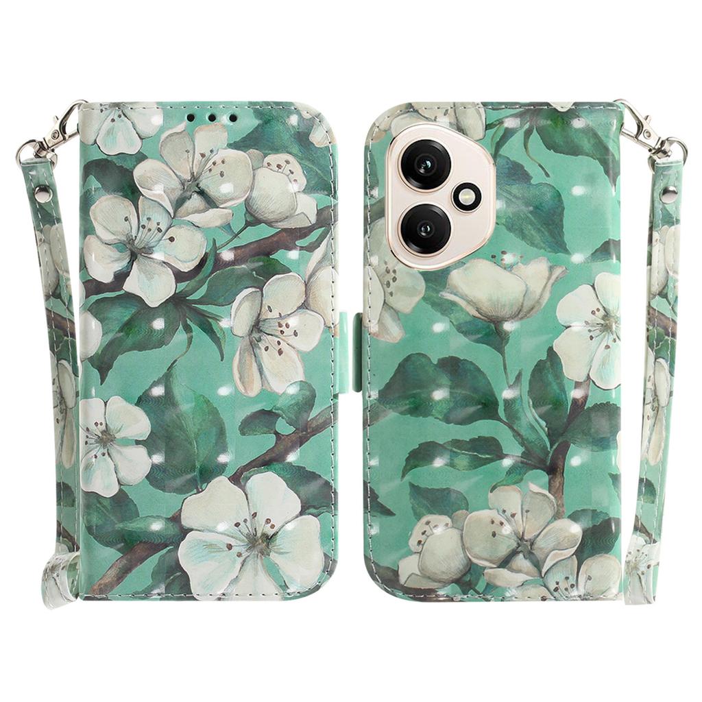 For Honor 400 5G (Global) Case Pattern Printing Leather Wallet Phone Cover with Wrist Strap