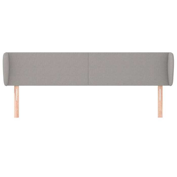 Tête de lit - Avec oreilles - Gris clair - Tissu polyester respirant - Hauteur réglable