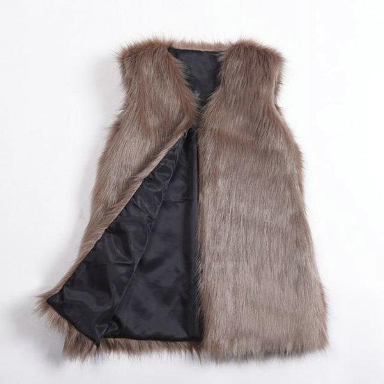 Тонкий жилет, куртка, сплошной цвет, открытый спереди, утолщенный теплый жилет из искусственного меха, верхняя одежда, уличная одежда
