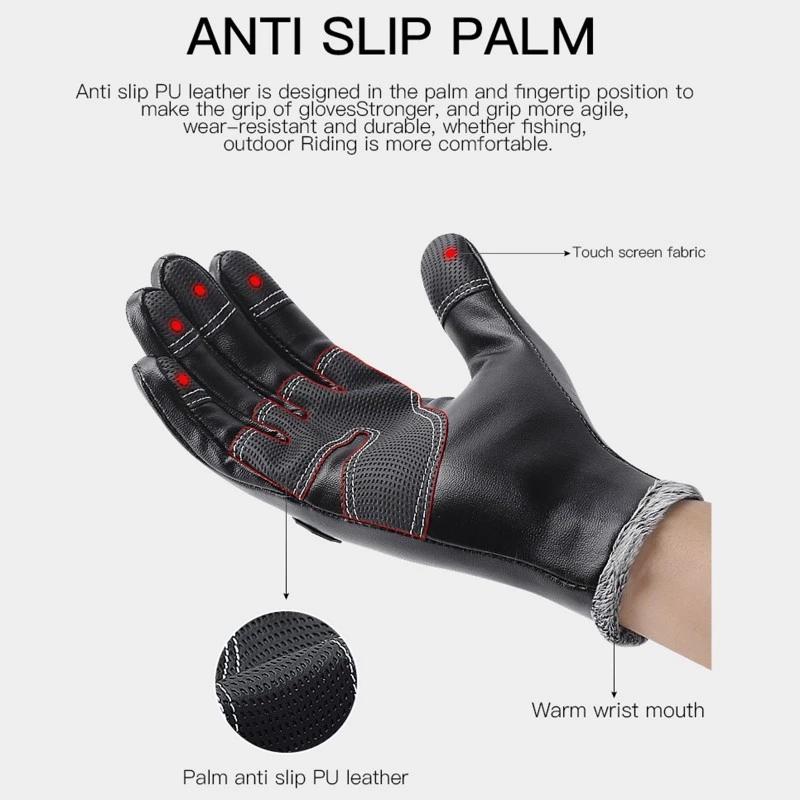 Зимние теплые лыжные велосипедные перчатки с полным пальцем, водонепроницаемые велосипедные лыжные зимние перчатки из искусственной кожи большого размера для мужчин и женщин