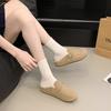 Flat-bottomed Bag Head Half Slippers Women's Shoes Wear New Autumn and Winter One-pedal Plush Cotton Slippers
