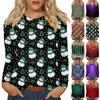 Рубашки с длинным рукавом для женщин, милые футболки с принтом на Рождество, блузки, повседневные топы больших размеров, пуловеры