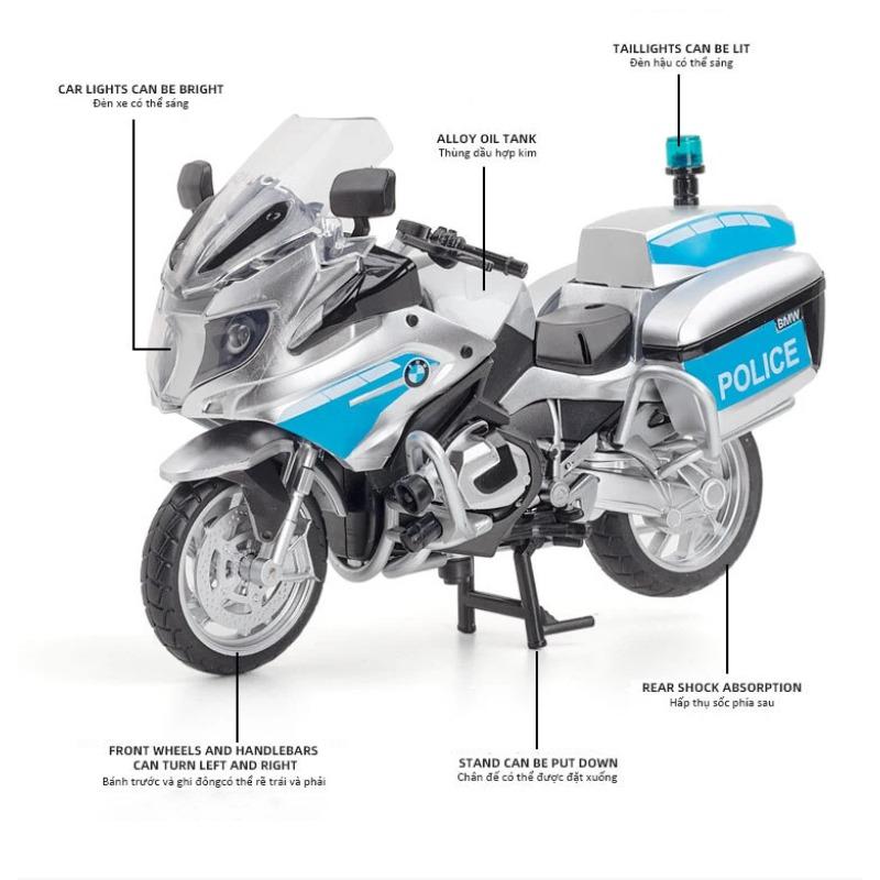 1/12 BMW R1250RT-P Полицейская имитация мотоцикла из сплава Модель амортизаторов Звук и свет Коллекция игрушечных машинок Подарок для детей
