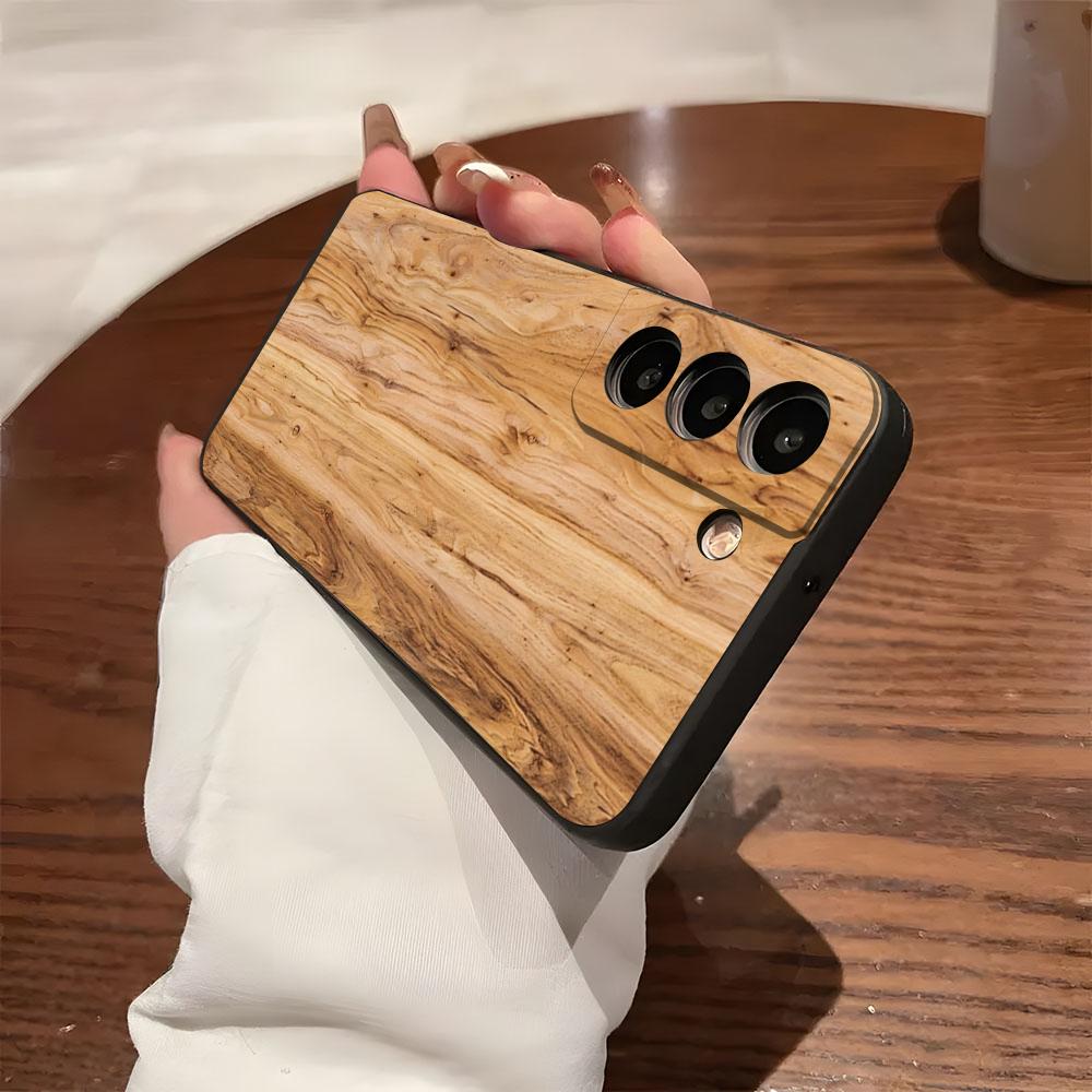 Чехол из натурального дерева для телефона Samsung S26 S25 S24 FE S23 S22 S21 Plus S20 Ultra Note20Ultra Черный Мягкий Корпус