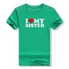 Футболка I Love My Sister Я люблю мою сестру Графическая футболка Топы Смешные надписи Буквы Принтованные Наряды Семейная парная одежда