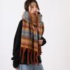 Tassel Plaid Wool Scarf Mohair Long Shawl Simple Winter Cashmere Scarves  Autumn Winter