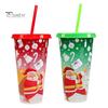 710 мл Рождественские стаканчики с изменяющимися цветами и крышками-соломинками Многоразовые пищевые стаканчики с дизайном Санта-Клауса для взрослых и детей Предотвращают соскальзывание трубочки Герметичные