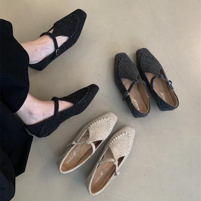 2025 новая осень новые туфли Мэри Джейн на толстом каблуке с плоской подошвой, с острым носком, простые, в стиле ретро, с пряжкой