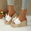 Fashion High Heels Women Slippers Bow Slippers New Wedges Platform Sandals Summer Women Comfortable Casual Dress Shoes Slides Women