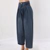 Denim Wide-leg Pants For Women In Spring And Fall, Slimming, Thick Legs And Covering Flesh, High Waist, Loose Drape, Washed And Distressed Pants