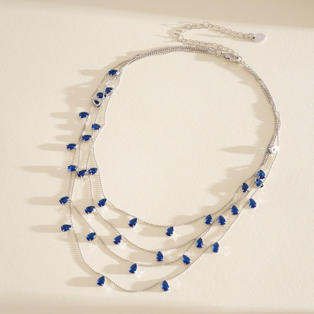 Light Luxury Water Drop Shining Choker Fashion Rhinestone Jewelry Crystal Tassel Necklace Women