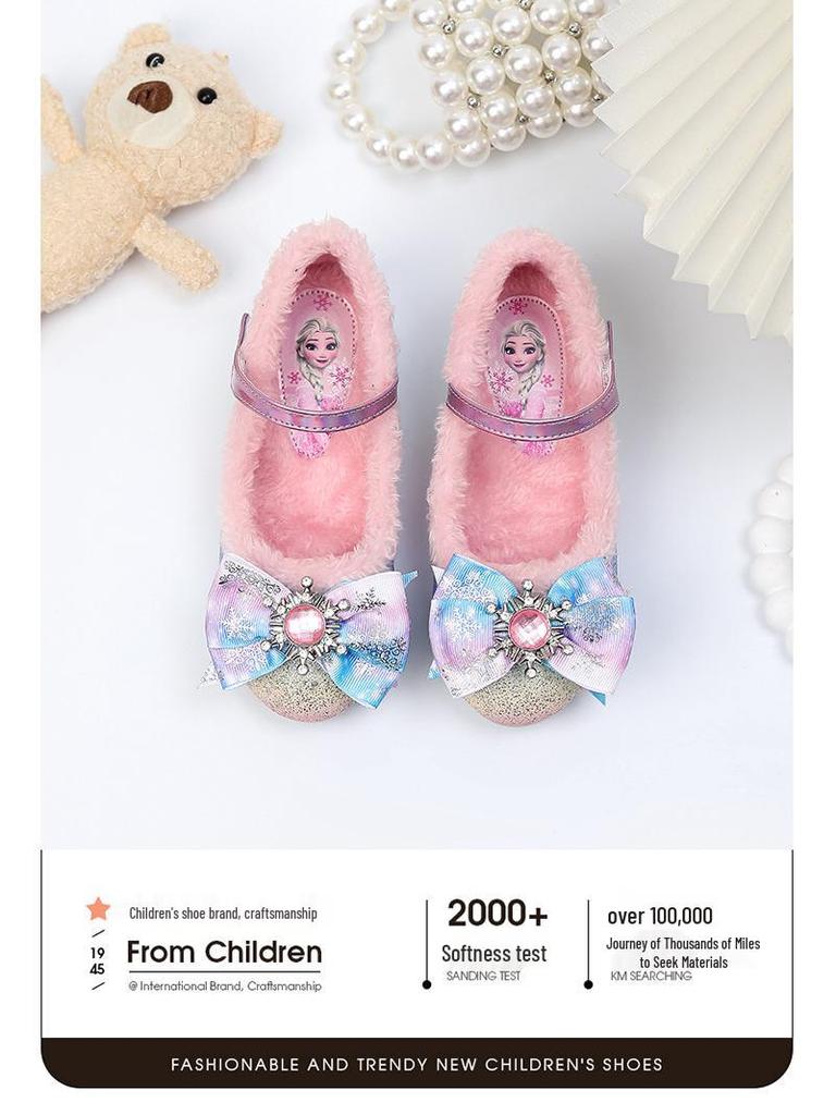 Хрустальные Туфли на Высокой Шпильке: Зимние ботинки для девочек на флисовой подкладке с дизайном в виде банта