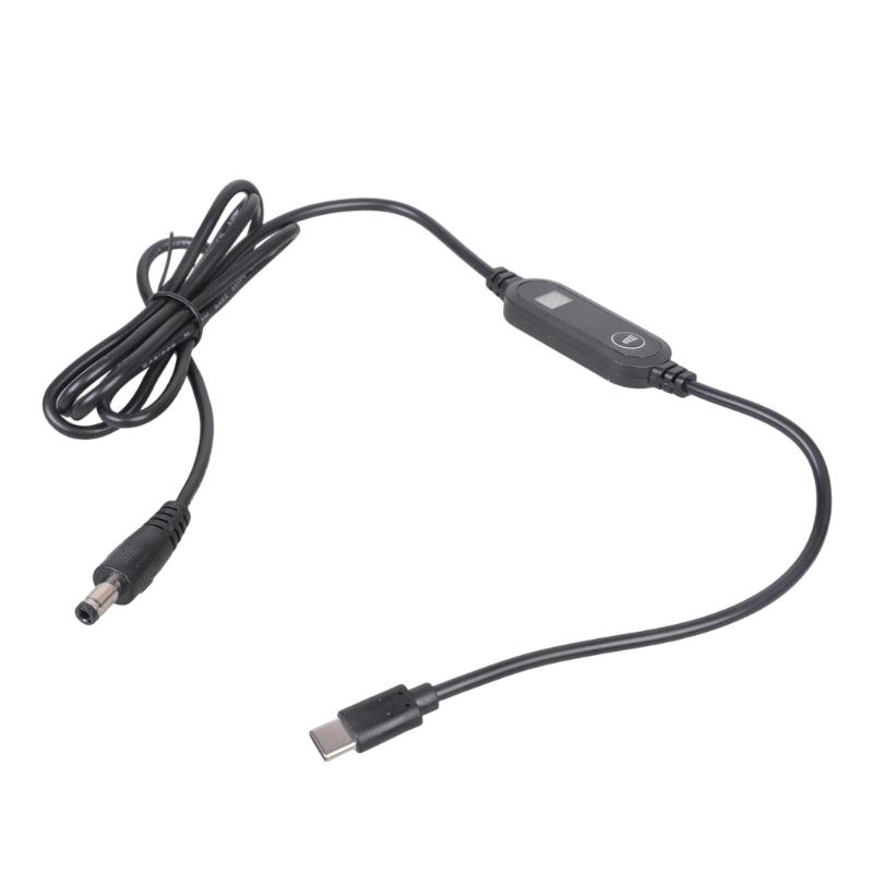 120cm Long Type C To DC5.5x2.5mm Cable 5V 9V 12V Output Adjustable Power with Display For Camera Speaker System
