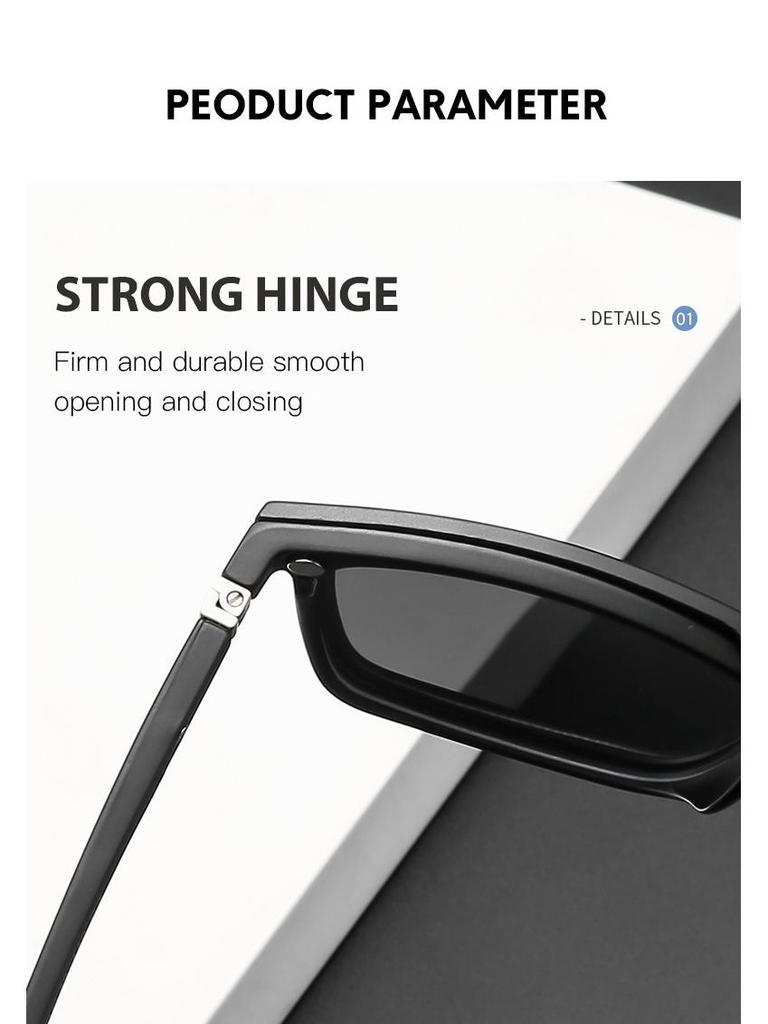 Men's & Women's Magnetic Polarized Clip-On Sunglasses - Retro Square Frame, Spring Legs, 5 Interchangeable Lenses Set (Model 2249)