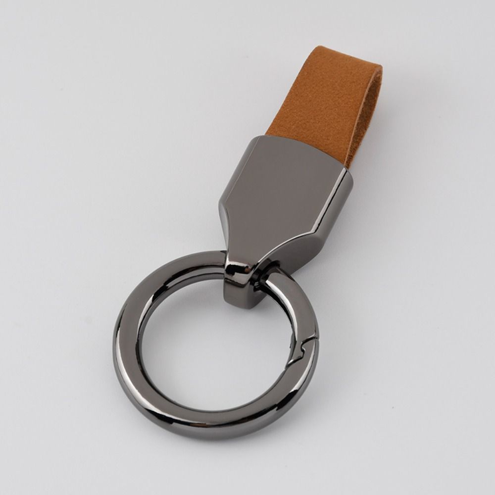 Keys Organizer Leather Key Chain Key Ring Round Buckle Simple Car Key Buckle Man