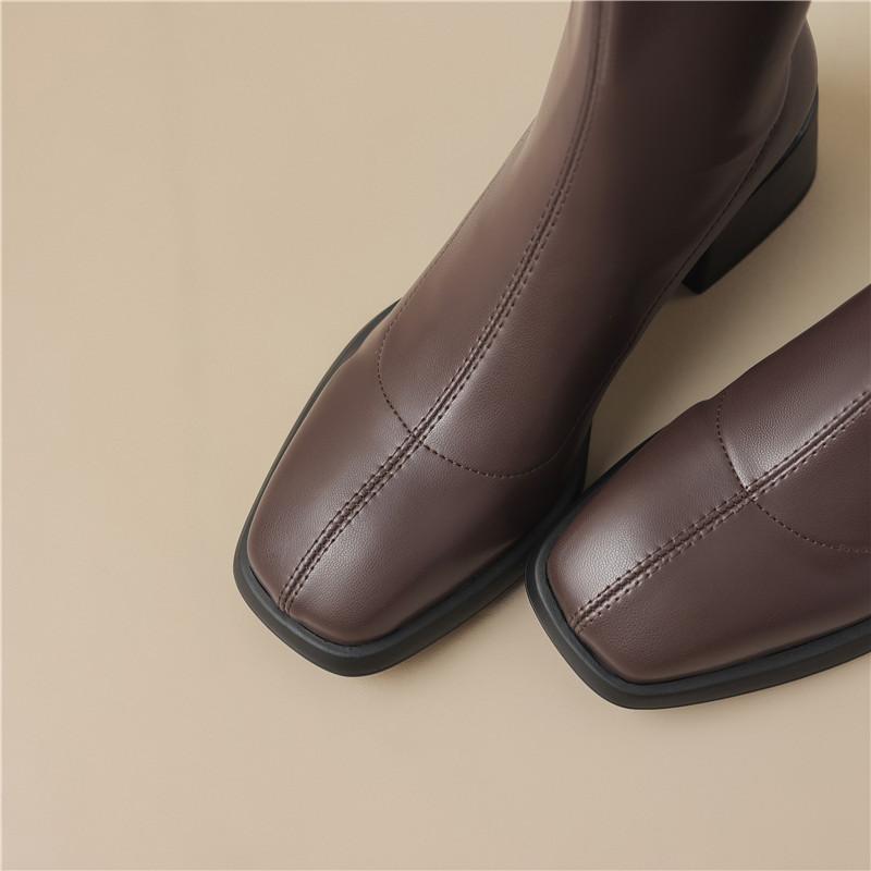 Женские сапоги на высоком каблуке, модные осенне-зимние однотонные рыцарские сапоги оверсайз на толстом каблуке