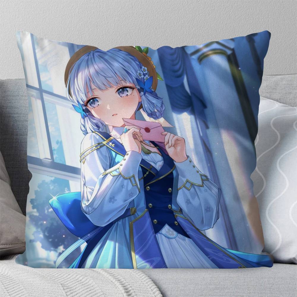 Kamisato Ayaka Anime Game Genshin Impact Pillow Case Fashion Square Pillowcase Bedroom Sofa Room Ins Decoration Leisure