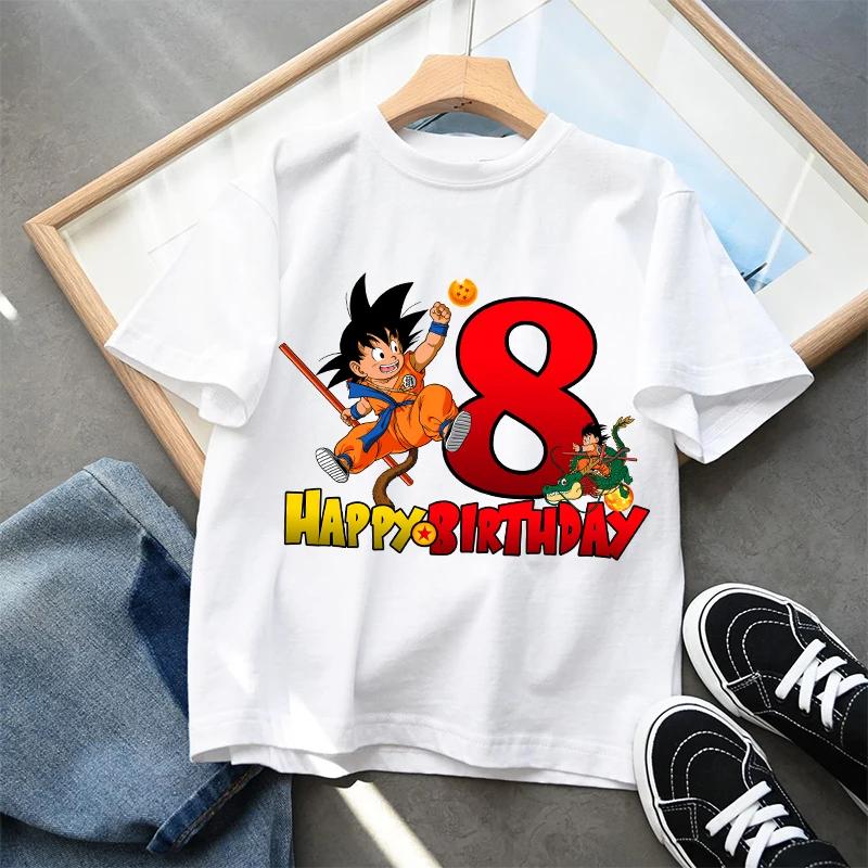 Футболка Dragon Ball Goku Летняя Белая Детская С Короткими Рукавами Хлопковая Одежда Мультяшное Аниме Детская Каваи Милая Подарки Дышащая Мягкая