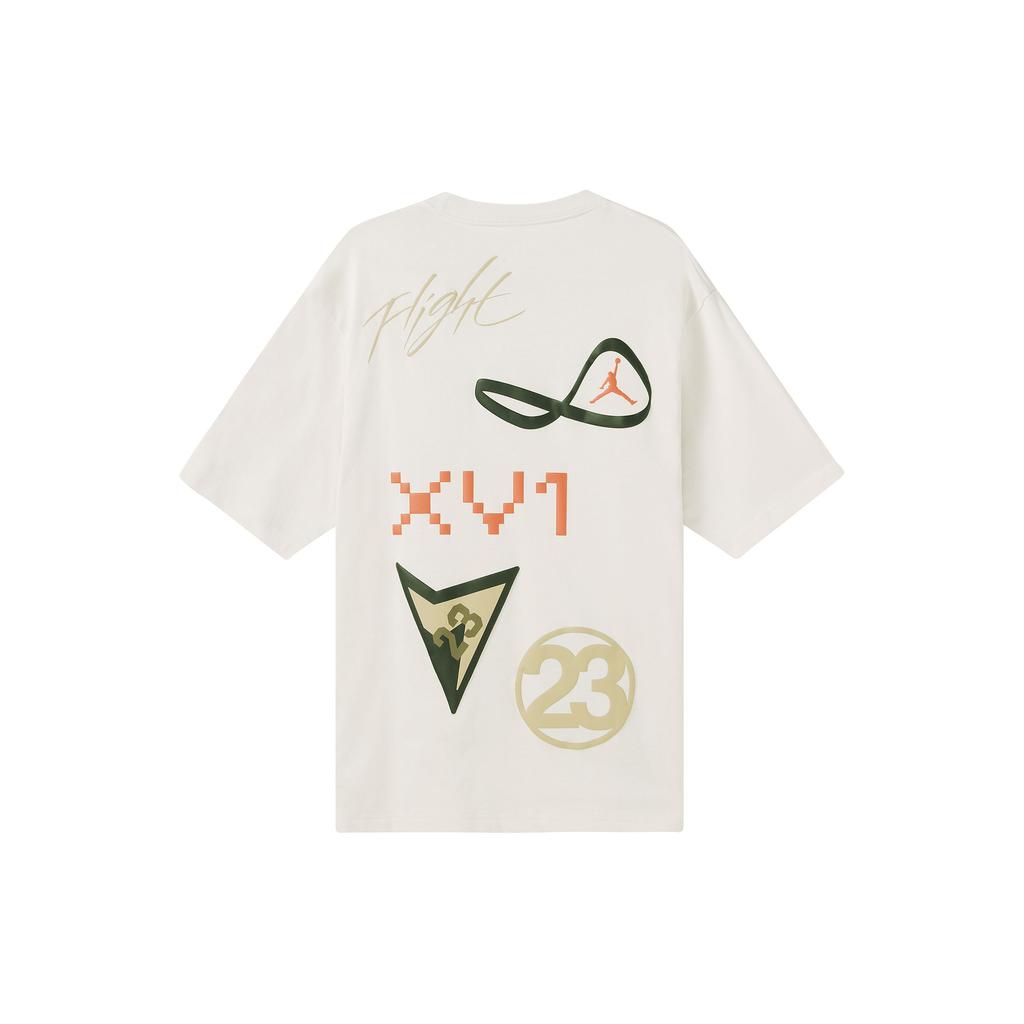 Jordan Винтажная футболка с буквенно-цифровым узором и принтом, с круглым вырезом и короткими рукавами, мужские топы, белые DX9562-030