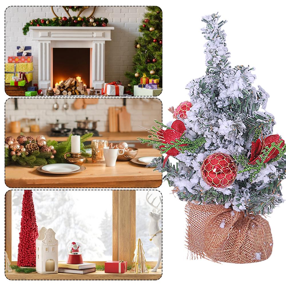 Рождественские елки для стола Искусственная рождественская елка с мешковиной в основании Зимний декор для стола Праздничные принадлежности для гостиной
