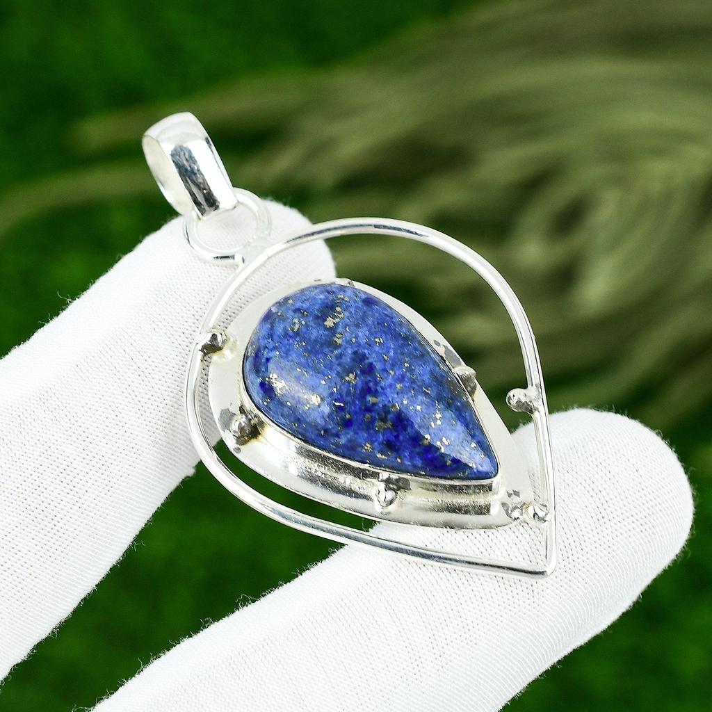 Gift For Women Jewelry Pendant 925 Sterling Silver Natural Lapis Lazuli Gemstone
