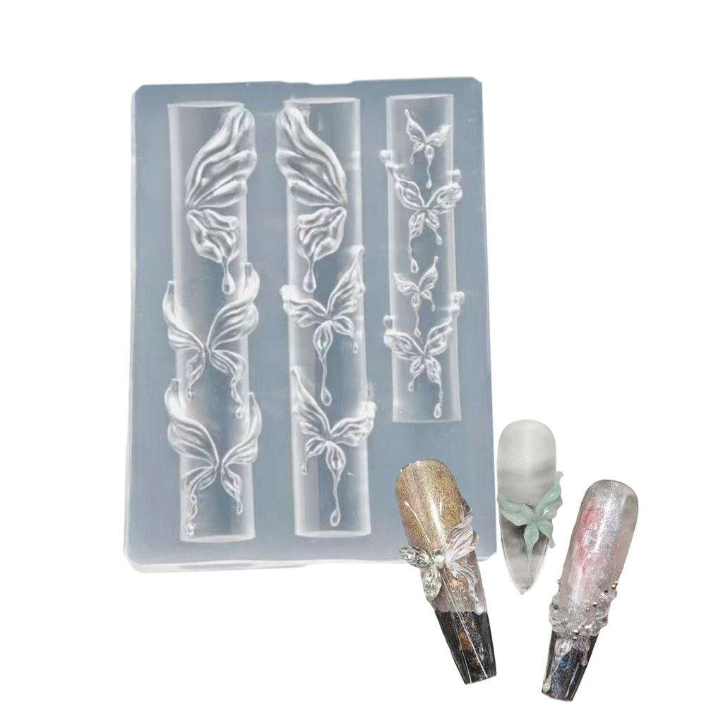Silicone Nail Art Mold Accessory Molds Butterfly Theme 3D Nail Decorative Mold Silicone Texture for Various Nail Types