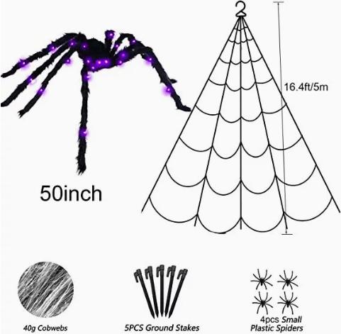 Scary Giant Halloween Spider Web Lights Set