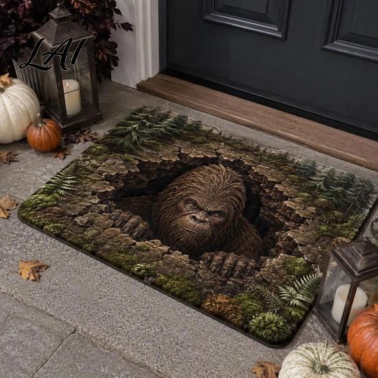 Thick Comfortable Floor Covering 3D Spooky Halloween Rug Scary Creature Optical Illusion 16" x Holiday Party Home Decoration 24" Non-Slip Door