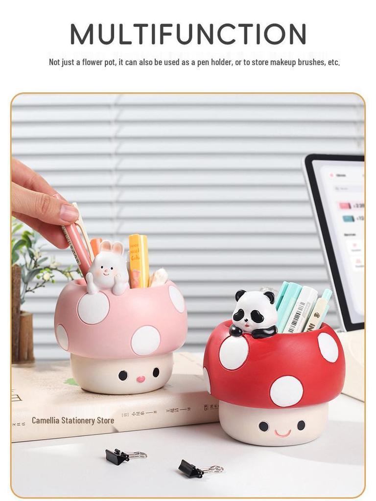 Mushroom Fun Resin Flower Pot - Creative Gardening Succulent Planter for Desk or Table