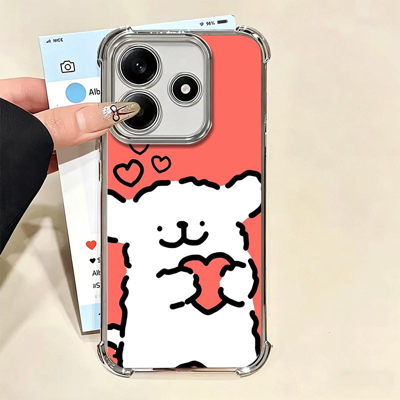 Кавайная Линия Щенка Милый Мягкий Чехол Для Телефона Для Xiaomi Redmi Note 14 15 Pro Plus 13 12 11S 11T 5G 10 9S 9 Покрытие Защита От Падения Fundas