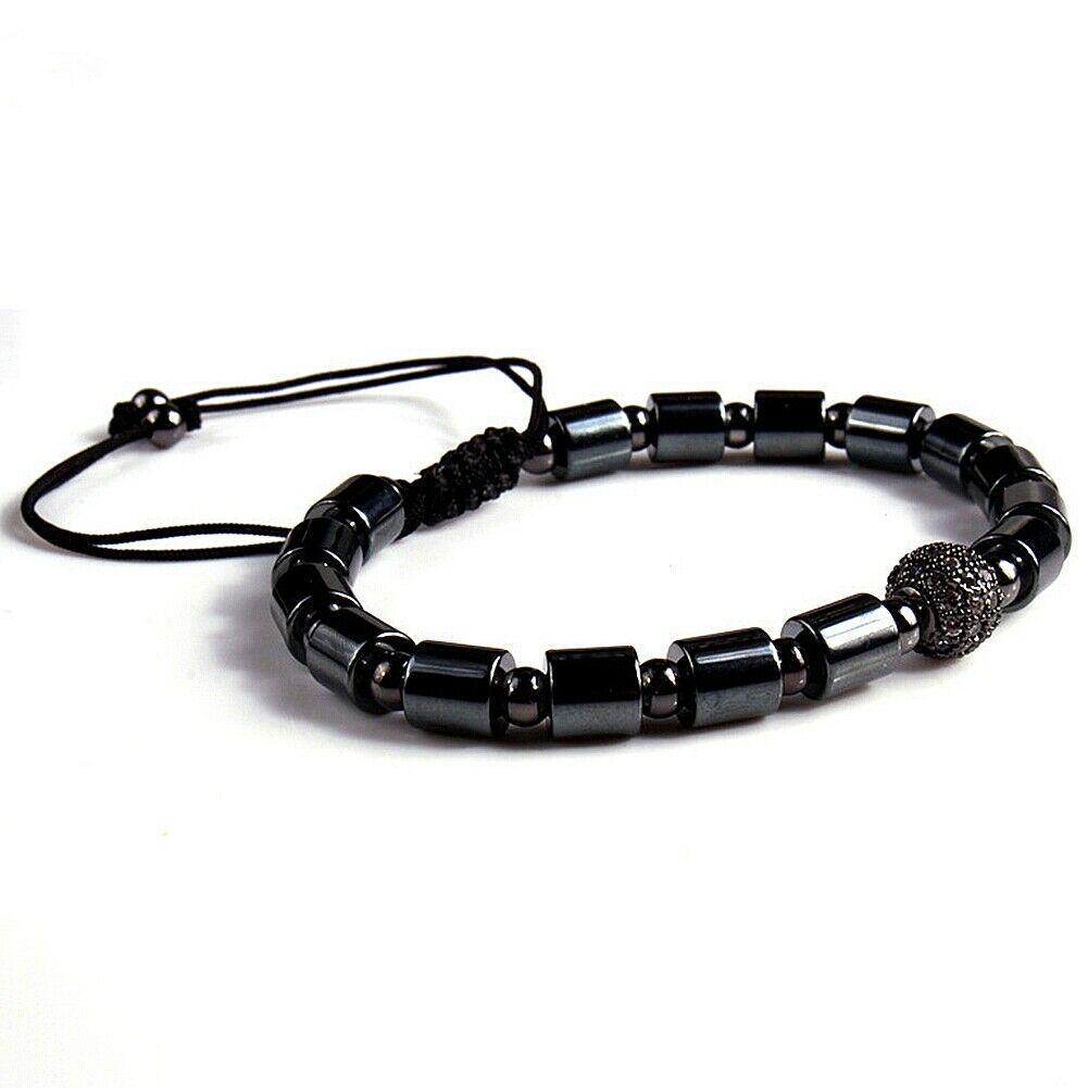 Мужской женский браслет из камня, черные гематитовые бусины, энергетическое исцеление