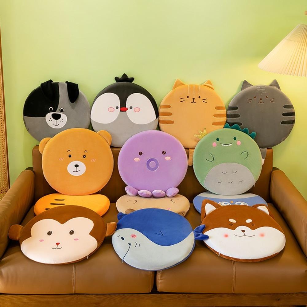 Cartoon Animal Dog Cat Chair Cushion Thick Sofa Pillow Plush Toy  For Office Student Dormitory Car