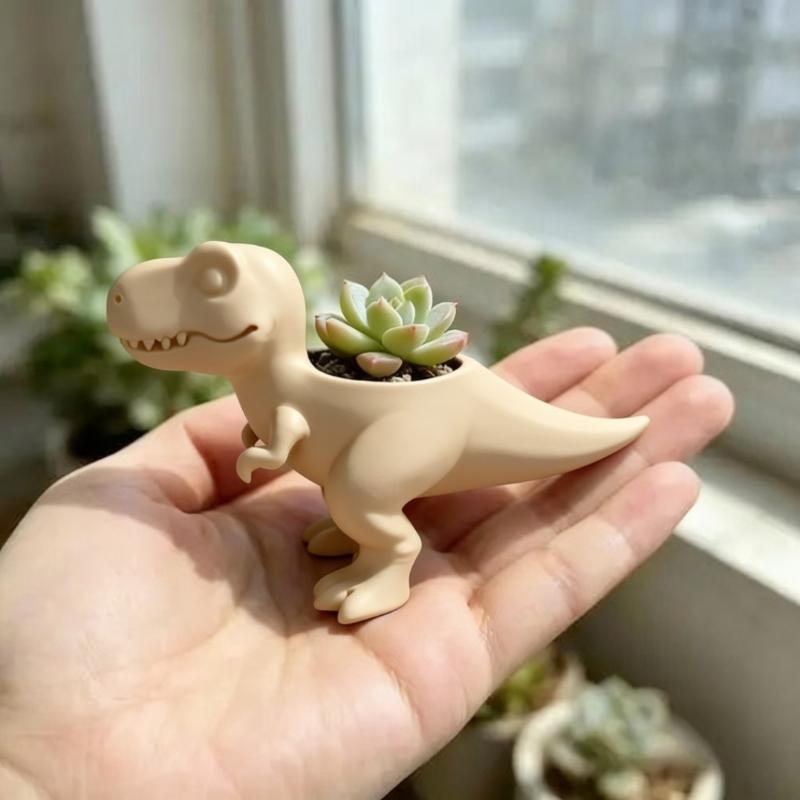 3D Printed Dinosaur Flowerpot Unique Novelty Pot Cute Desktop Decor for Office Living Room Home Decoration