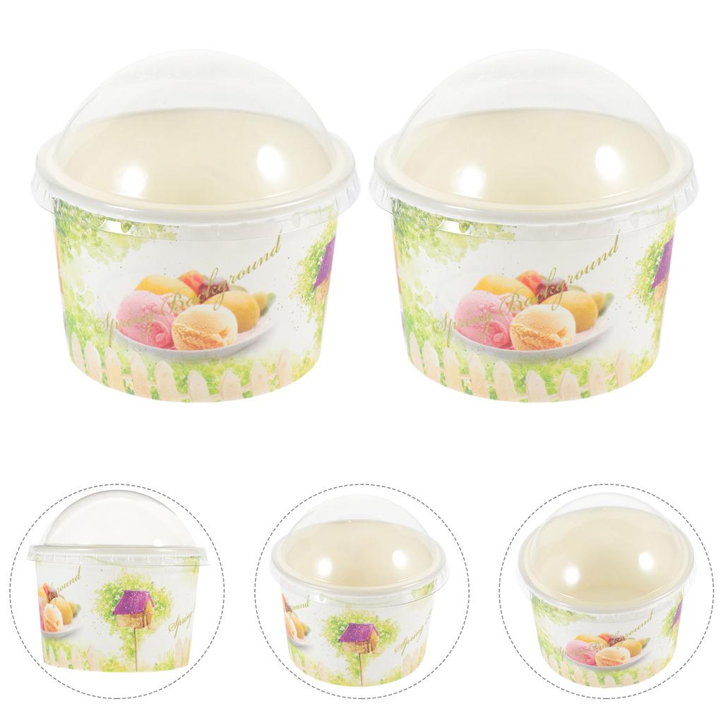 50 шт. одноразовых бумажных стаканчиков для мороженого с крышкой, идеально подходят для десертов, йогурта, торта, холодного супа, пудинга. Еще