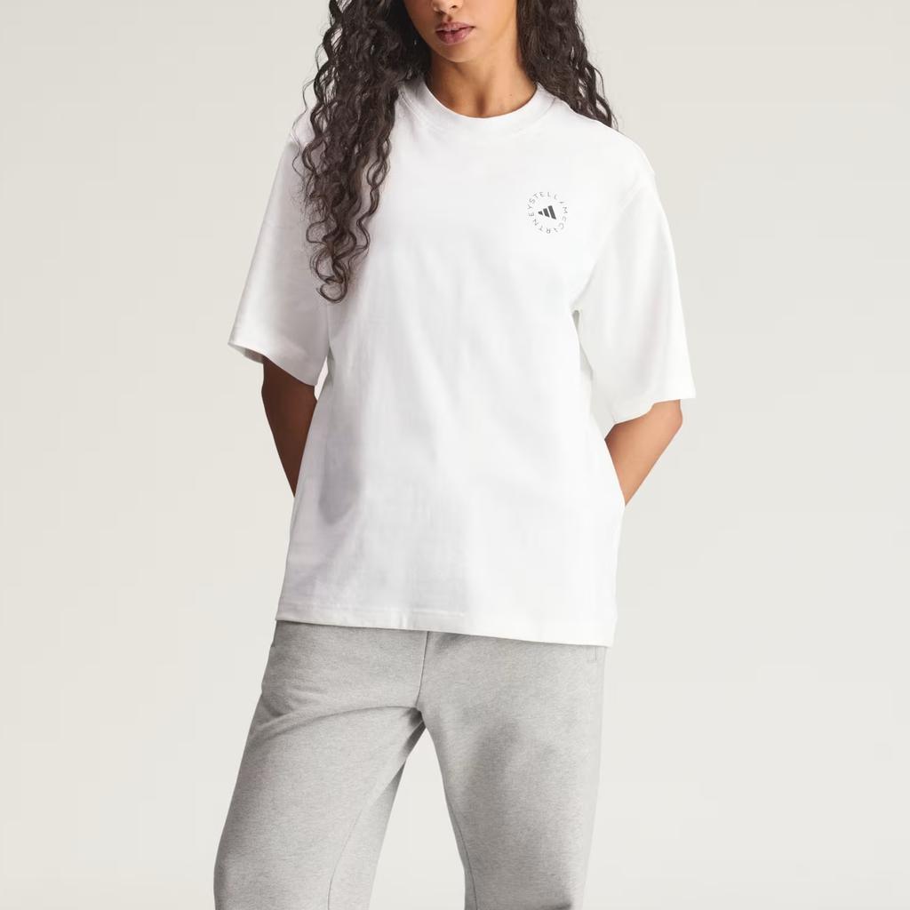 adidas Мужская футболка Stella McCartney с принтом логотипа, свободный крой, короткий рукав, топ JZ0697