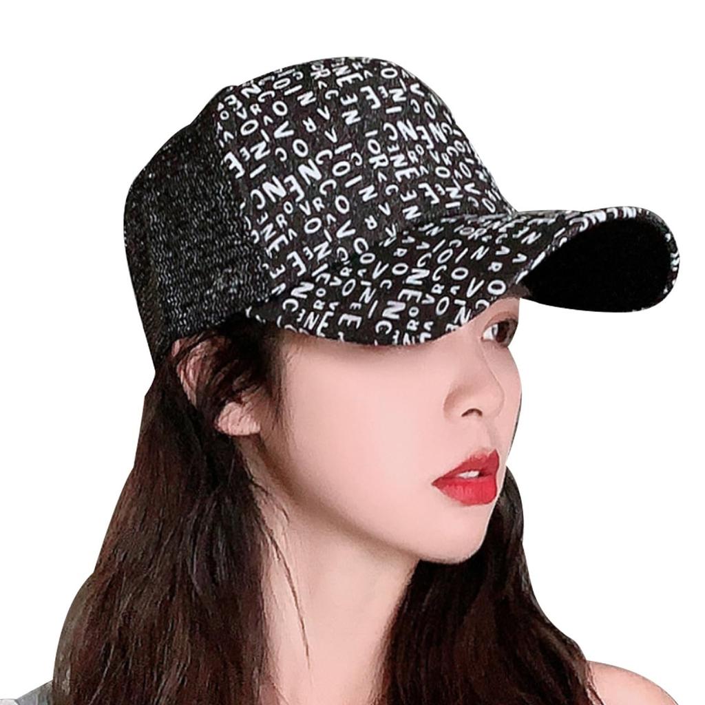 CZ061 [White Fang] Hat, Trendy, Cute, Mesh, Stylish, Cool, English, Women's, (Black)