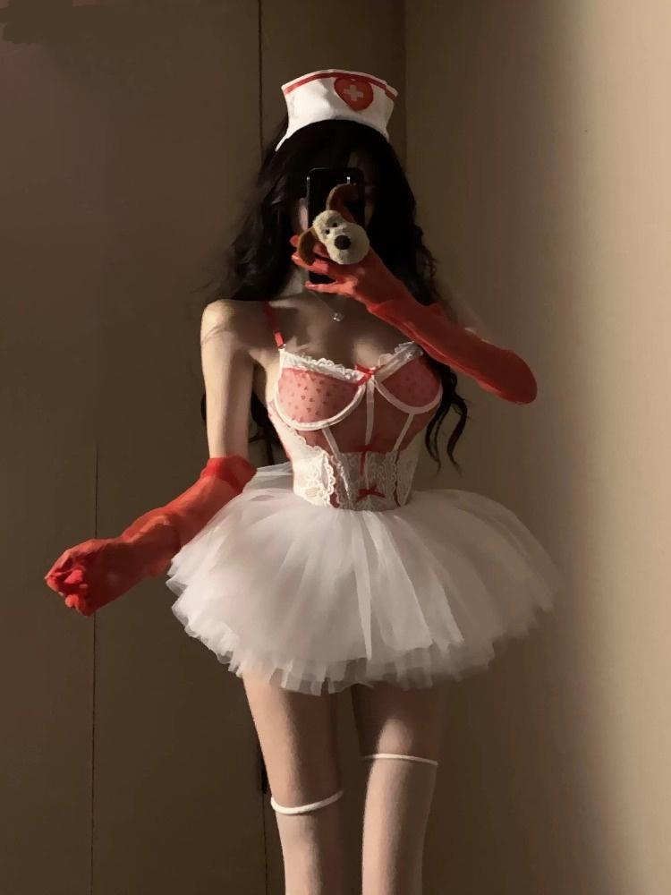 Рождественское сексуальное нижнее белье Горячее платье Косплей Костюмы Санты Красно-белая короткая юбка Веселая одежда Элегантный наряд для ролевых игр Предмет одежды