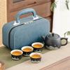 Chinese Black Pottery Teapot Set with 4 Cups