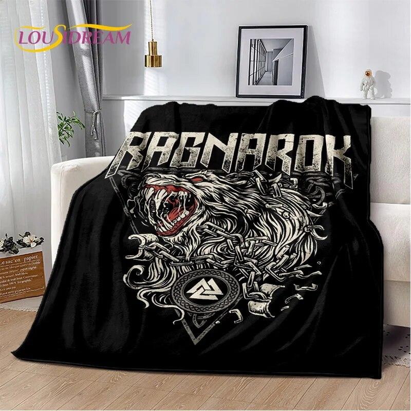 3D Viking Odin Valhalla Nordic Mythology Symbols Blanket,Soft Throw Blanket for Home Bedroom Bed Sofa Picnic Office Travel Cover