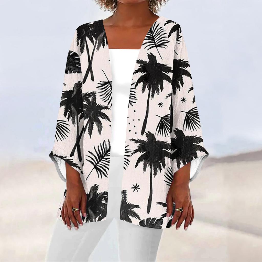 Women's Casual Fashion Printed Lightweight Mid-length Jacket Cardigan