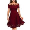 Women's Fall Off Shoulder Floral Maxi Dresses Formal Short Sleeve Cocktail Wedding Guest Dress