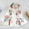 Yousheng Women Faux Silk Scarf Flower Print Long Soft Scarf Sun Protection Beach Travel Outdoor Lightweight Shawl