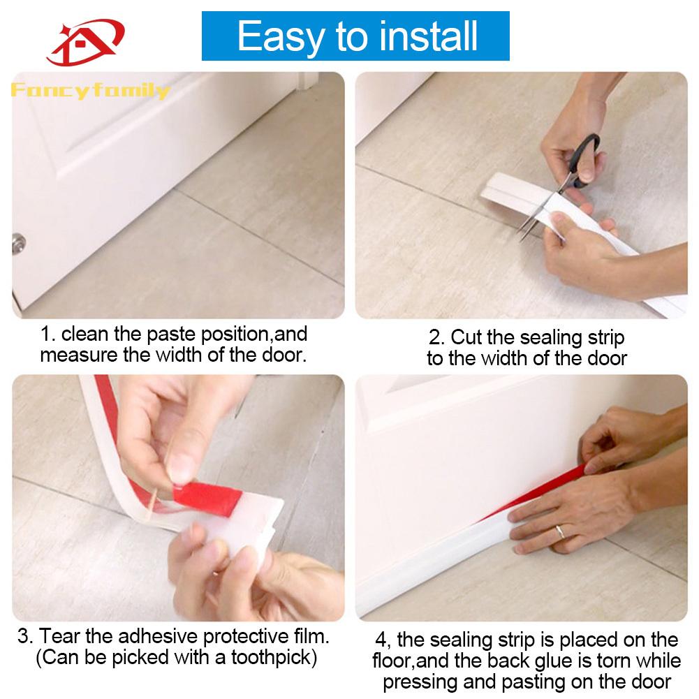 Fancy 1M Waterproof Seal Strip Windbreak Stopper Door Bottom Guard Door Draft Excluder Strip Self Adhesive Tape Bottom Strip