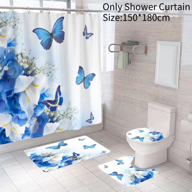 Elegant Modern Style Peva Shower Curtain Set For Bathroom Dry Wet Separation
