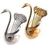 7PCS Zinc-alloy Creative Dinnerware Set Swan Base Holder Decorative Cutlery Rack Coffee Fruit Cake Dessert Mixing Tableware