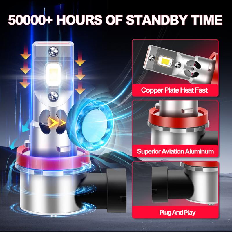 2/4Pcs Car LED Headlight Bulbs 30000LM For Cadillac CTS 2008 2009 2010 2011 2012 2013 2014 High Low Beam 6000K Wireless Lamp 12V