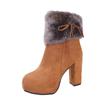 Winter Shoes Women High Heels Boots Fur Warm Shoes Fashion Modern Ladies Super Square High Heel 10cm