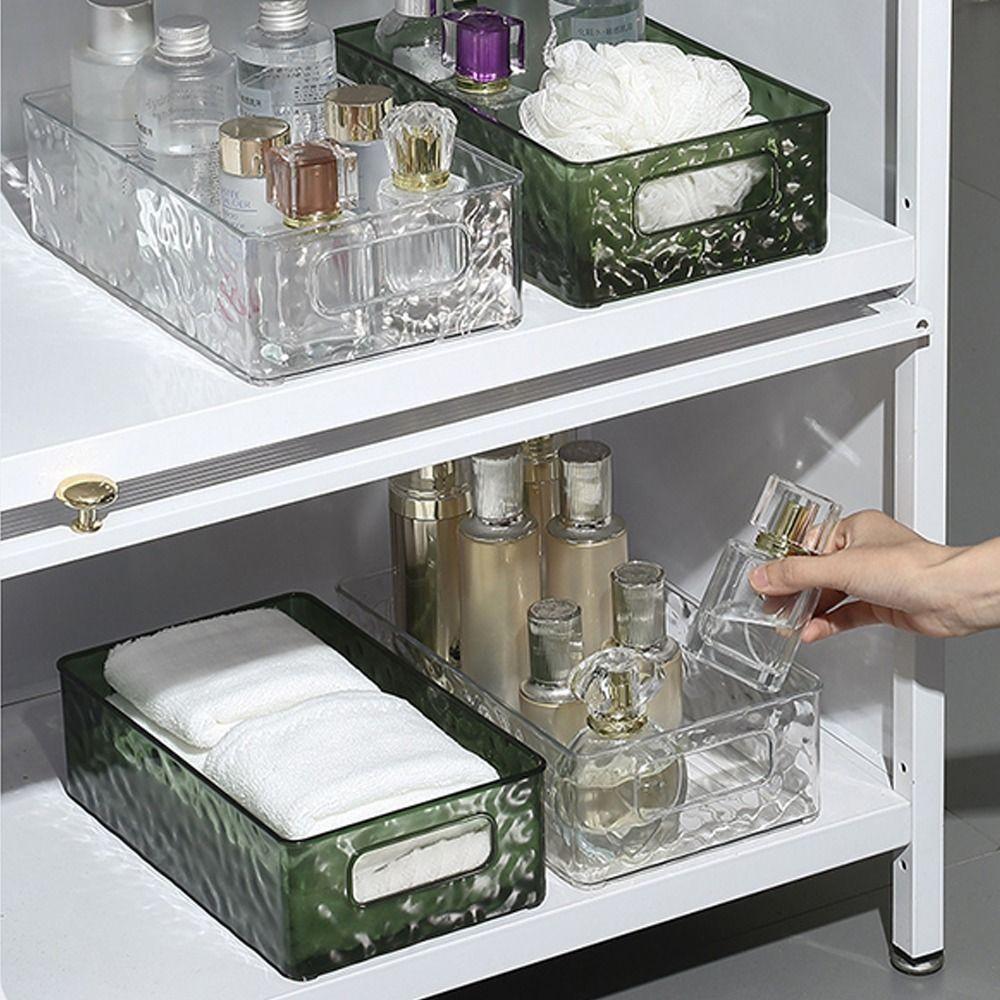 Настольная корзина для хранения большой вместимости, прозрачный контейнер для канцелярских принадлежностей и ювелирных изделий с текстурой «ледник», штабелируемый ящик для хранения косметики